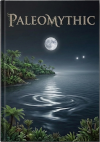 The cover of
     Paleomythic.  The moon shines down on dark water; there is a swirl of
     ripples on its trail of light; palm trees stand in the foreground and on
     a headland visible on the left.  On the right, a bit above the horizon,
     are two points of light.